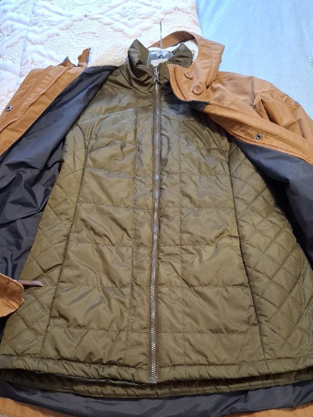 Columbia Carson Pass Interchange Tan/ Brown Hooded Coat Size L, 2 in 1 - Picture 7 of 7